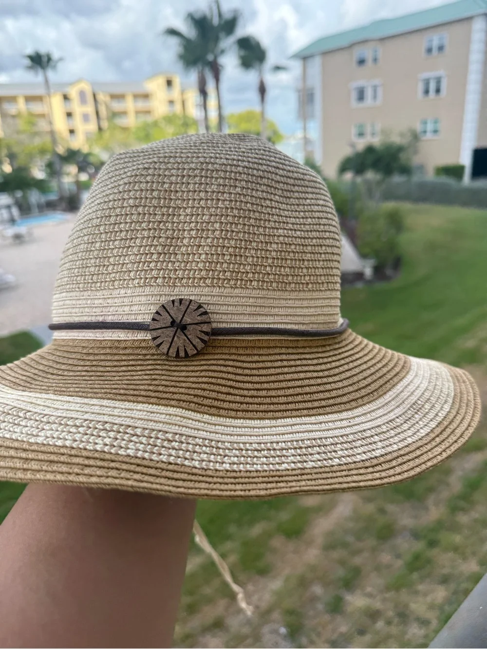 Wallaroo Nola Sun Hat - Neutral Straw Fedora Hat with Decorative Button